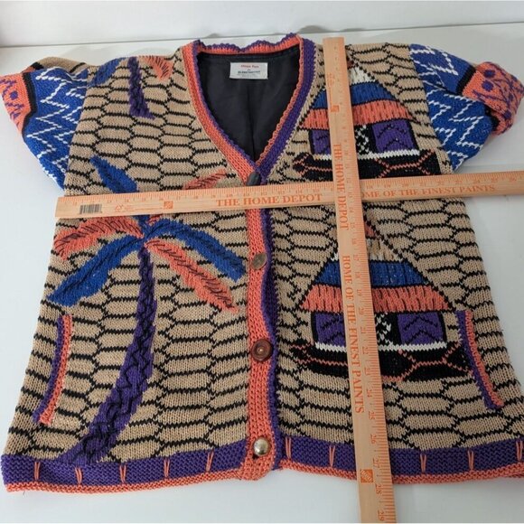 Alfonso Pozo for Globetrotter Hand Knit Cardigan Womens Size XL Tribal Ethnic - Picture 11 of 13